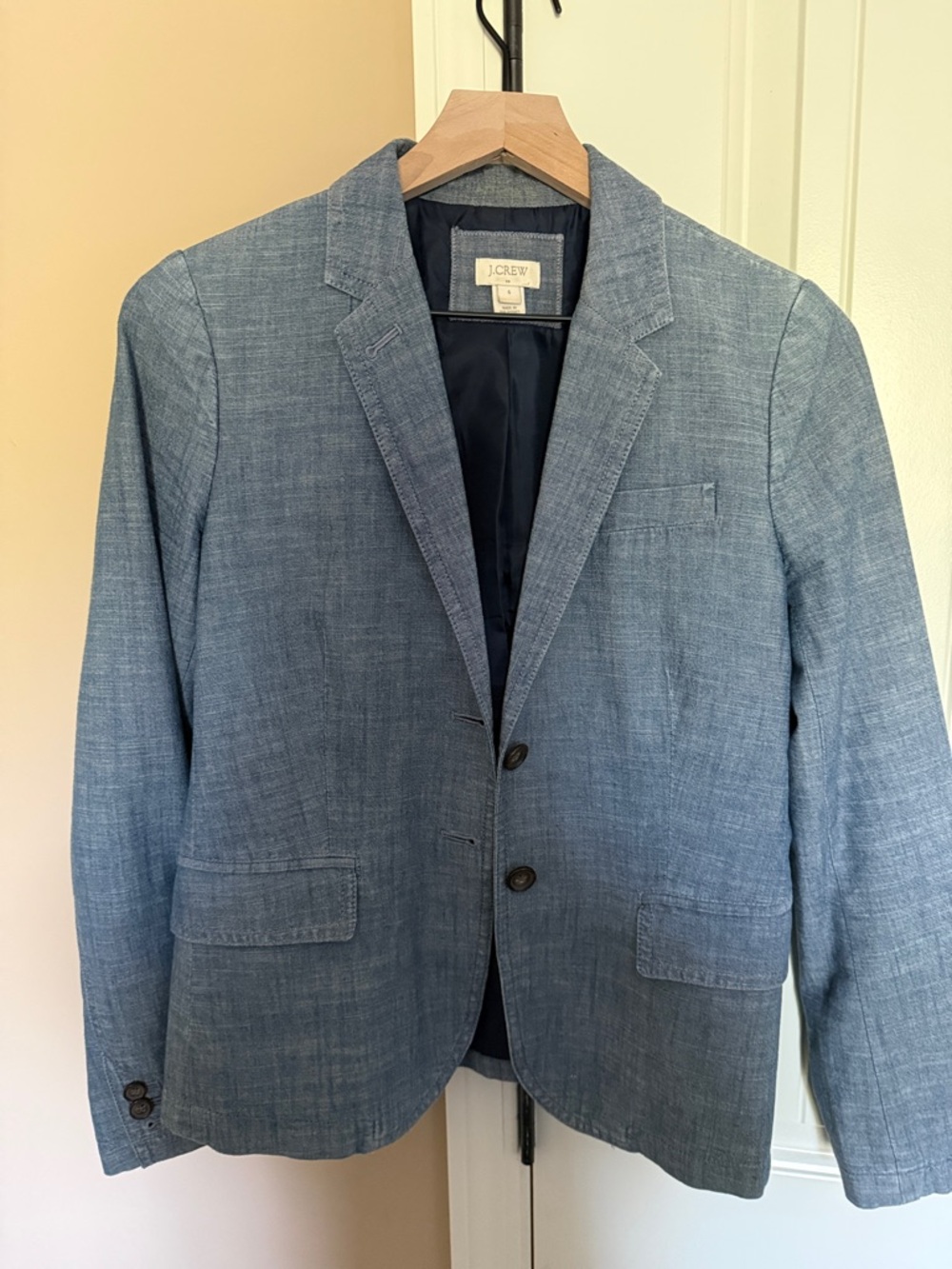 J. Crew Women’s  Medium Blue Linen-Blend Notch Lapel Blazer